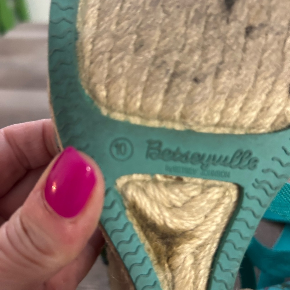 Betsey Johnson Teal Floral Espadrilles - Picture 7 of 7